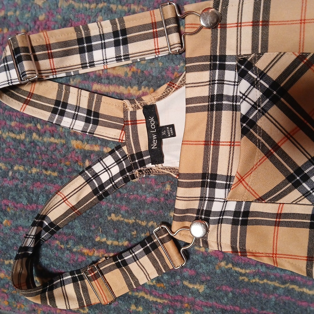 New Look Plaid Overall Dress